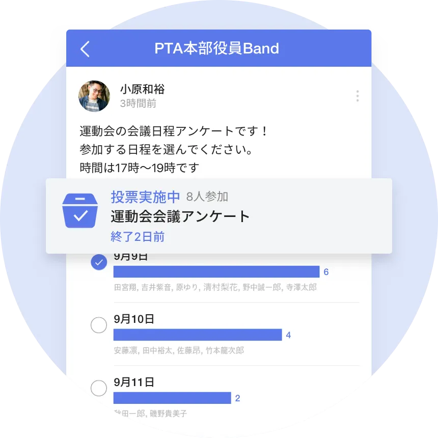 ワンタッチ投票で一目でわかる結果