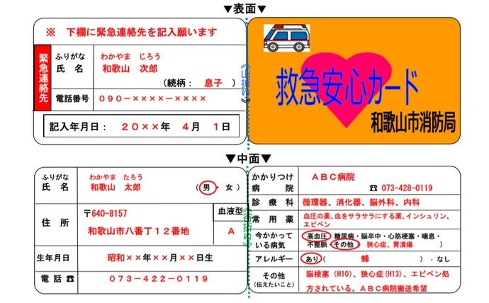 緊急連絡先カード